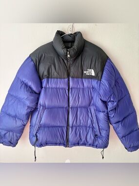 Vintage The North Face Nuptse Goose Down Puffer Jacket Lapis Blue Black